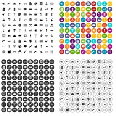 100 building materials icons set vector in 4 variant for any web design isolated on white