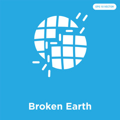 Broken Earth icon isolated on blue background