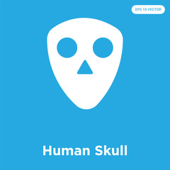 Human Skull icon isolated on blue background