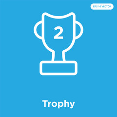 Trophy icon isolated on blue background