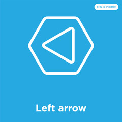 Left arrow icon isolated on blue background