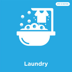 Laundry icon isolated on blue background