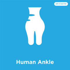 Human Ankle icon isolated on blue background