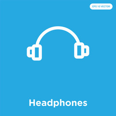 Headphones icon isolated on blue background