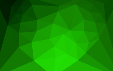 Fototapeta na wymiar Light Green vector shining triangular backdrop with a heart in a centre.