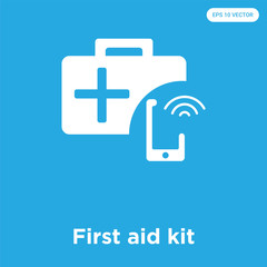 First aid kit icon isolated on blue background