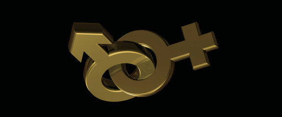Male and female symbols 3d rendering