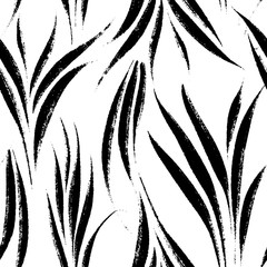 Tropical leaves, jungle pattern. Seamless, hand drawn, botanical pattern. Vector background.