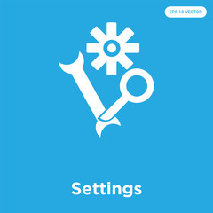 Settings icon isolated on blue background