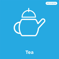 Tea icon isolated on blue background
