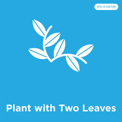 Plant with Two Leaves icon isolated on blue background