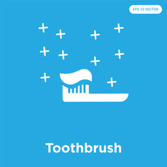 Toothbrush icon isolated on blue background