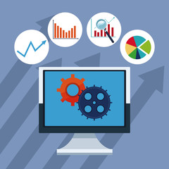 Financial technology tools on computer vector illustration graphic design