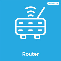 Router icon isolated on blue background