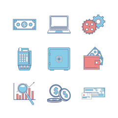 Set of money and bank icons collection vector illustration graphic design