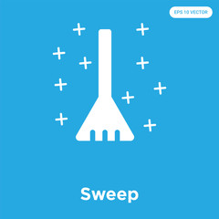 Sweep icon isolated on blue background