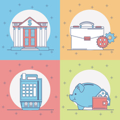 Set of money and bank icons collection vector illustration graphic design