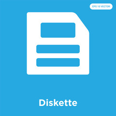 Diskette icon isolated on blue background