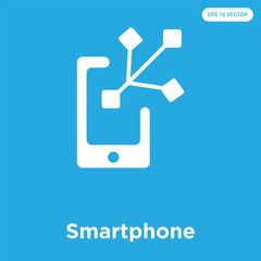 Smartphone icon isolated on blue background