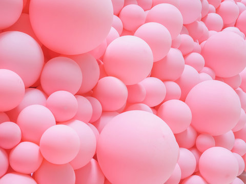 Texture of pink balloons as wall background.