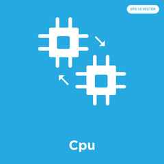 Cpu icon isolated on blue background