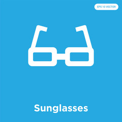 Sunglasses icon isolated on blue background