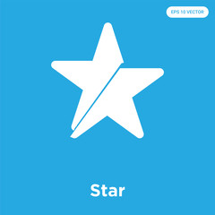 Star icon isolated on blue background