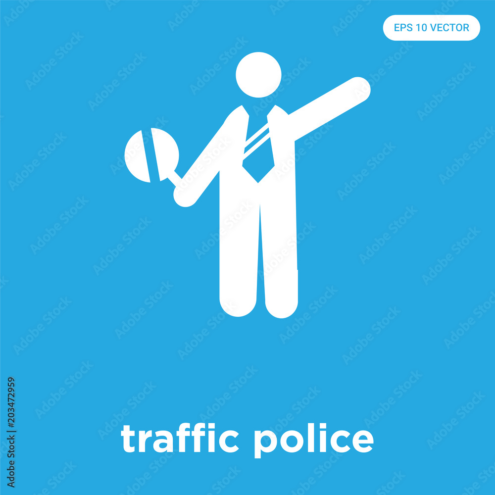 Canvas Prints traffic police icon isolated on blue background