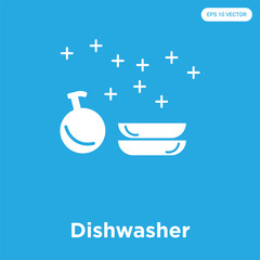 Dishwasher icon isolated on blue background