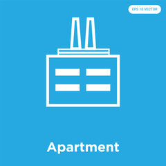 Apartment icon isolated on blue background