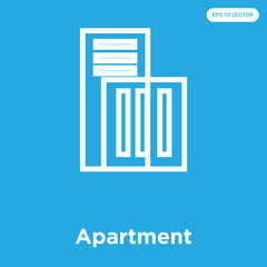 Apartment icon isolated on blue background