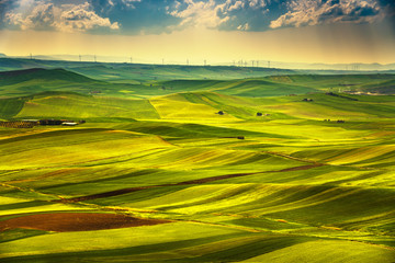 Apulia countryside view rolling hills landscape. Poggiorsini, Italy