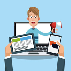 Digital marketing and advertsing cartoon concept vector illustration graphic design