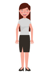 smiling woman standing character in skirt clothes vector illustration