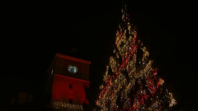Christmas tree and the History Museum's clock tower