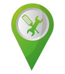 map pointer navigation with mechanic support tools vector illustration