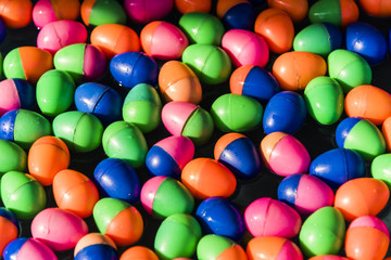 Plastic eggs floating in water