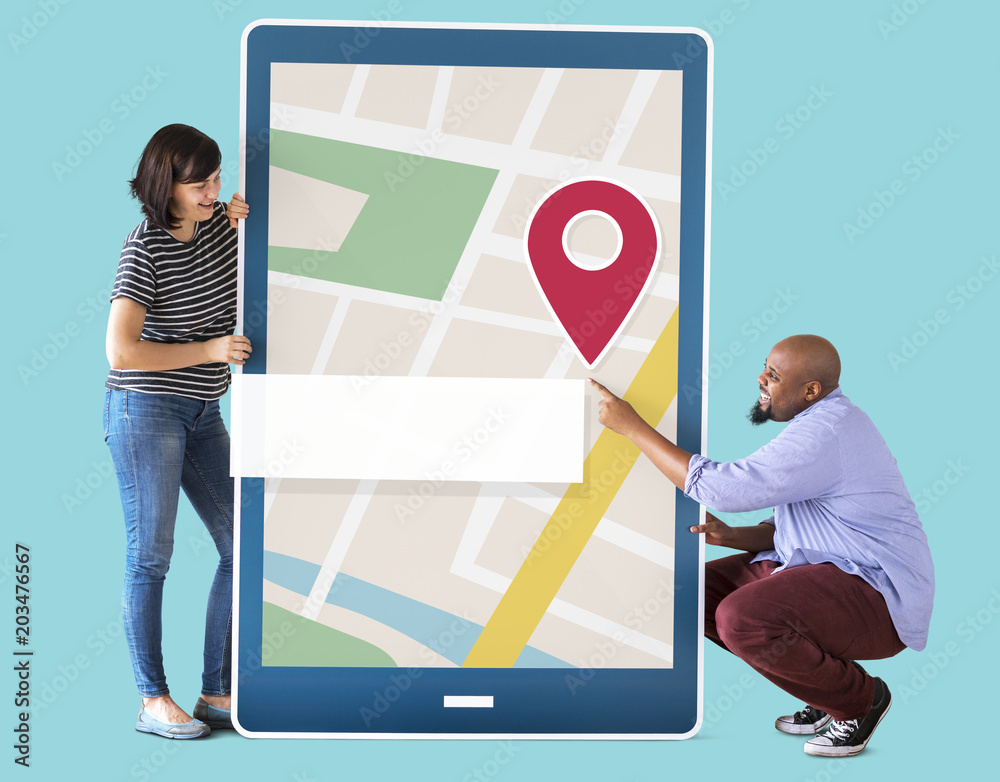 Poster gps navigation map on digital device