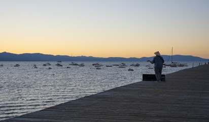 Beautiful sunset and melody in the Tahoe Lake