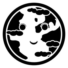 Happy globe silhouette