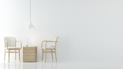 The interior relax space 3d rendering and white background minimal japanese	