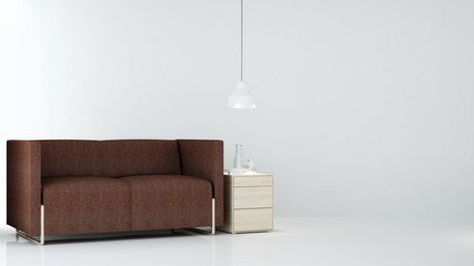 The interior relax space 3d rendering and white background minimal japanese	