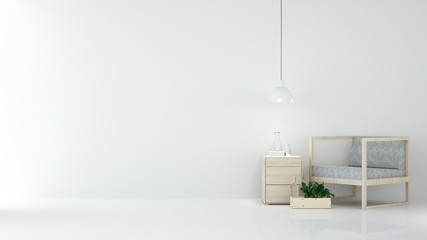 Fototapeta premium The interior relax space 3d rendering and white background minimal japanese 