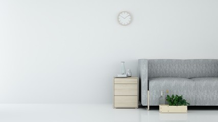 The interior relax space 3d rendering and white background minimal japanese	