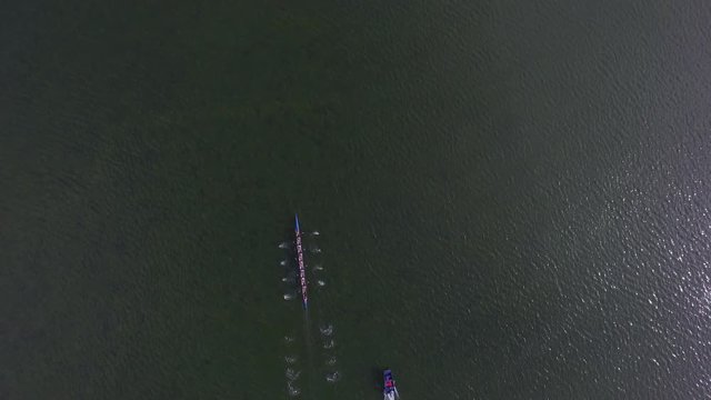 Skulling Team Followed by Drone 4K