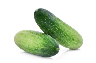 two whole cucumbers isolated on white background