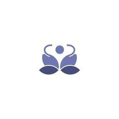 Healthy - vector logo template illustration. Man figure on leaves, Wellness Logo Design . natural health wellness fitness and yoga logo design .Human health logo design . Leaf Wellness Logo