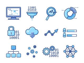 Data analytic icons set