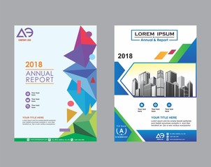 modern cover, brochure, layout for annual report with city background
