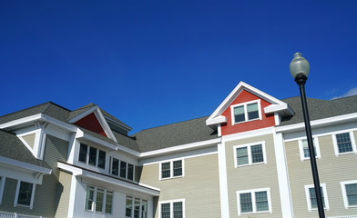 Low angle view of modern apartment building